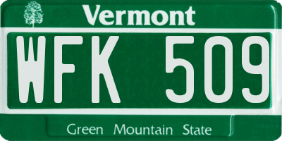 VT license plate WFK509