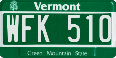 VT license plate WFK510