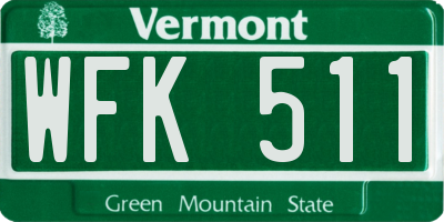 VT license plate WFK511