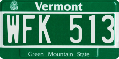 VT license plate WFK513