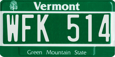 VT license plate WFK514
