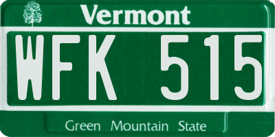 VT license plate WFK515