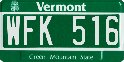 VT license plate WFK516
