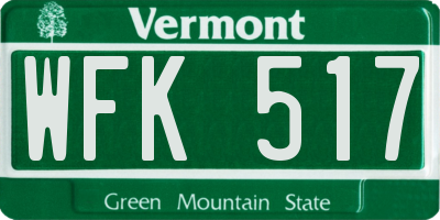 VT license plate WFK517