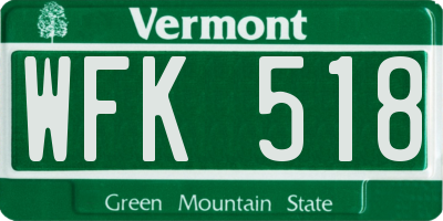VT license plate WFK518