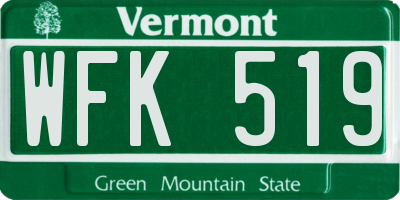 VT license plate WFK519