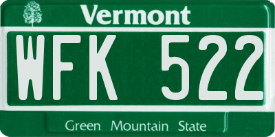VT license plate WFK522