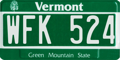 VT license plate WFK524