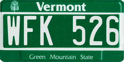 VT license plate WFK526