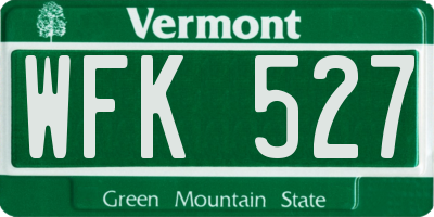 VT license plate WFK527