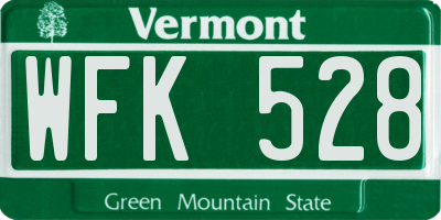 VT license plate WFK528