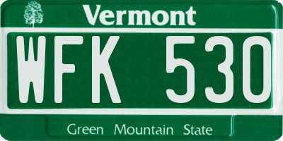 VT license plate WFK530