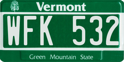 VT license plate WFK532