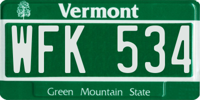 VT license plate WFK534