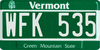 VT license plate WFK535