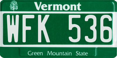 VT license plate WFK536