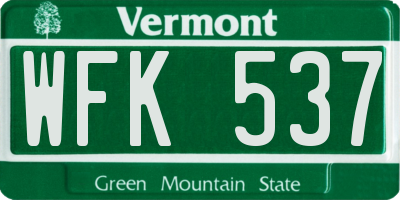 VT license plate WFK537