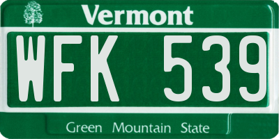 VT license plate WFK539