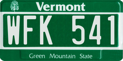 VT license plate WFK541