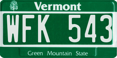 VT license plate WFK543