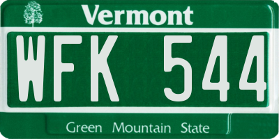 VT license plate WFK544
