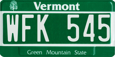 VT license plate WFK545