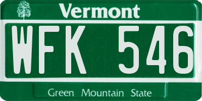 VT license plate WFK546