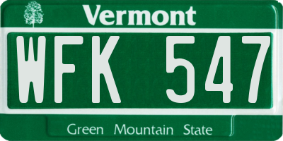 VT license plate WFK547
