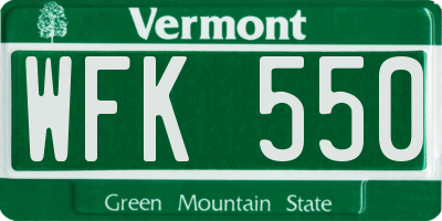 VT license plate WFK550