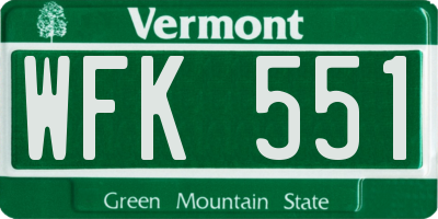 VT license plate WFK551