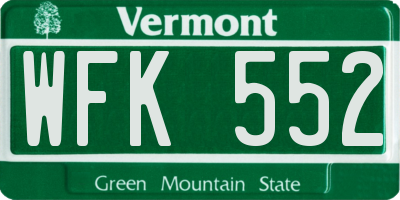 VT license plate WFK552
