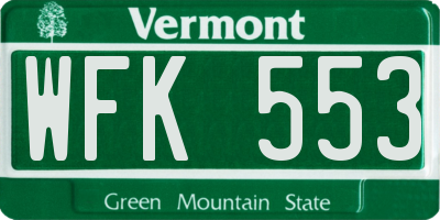 VT license plate WFK553