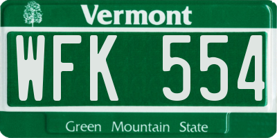 VT license plate WFK554