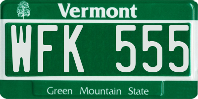 VT license plate WFK555