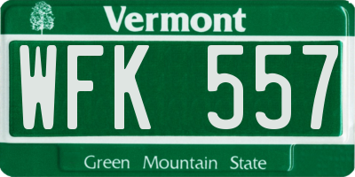 VT license plate WFK557