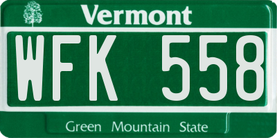 VT license plate WFK558