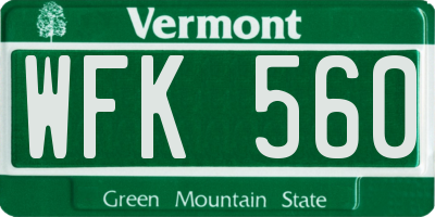 VT license plate WFK560