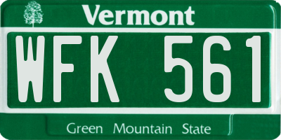 VT license plate WFK561