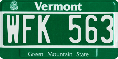 VT license plate WFK563