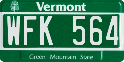 VT license plate WFK564