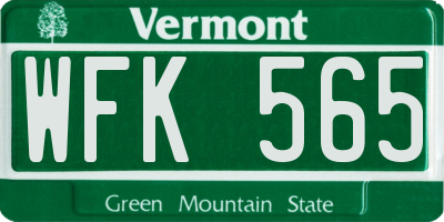 VT license plate WFK565