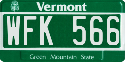 VT license plate WFK566