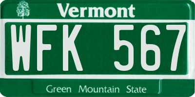 VT license plate WFK567