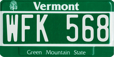 VT license plate WFK568