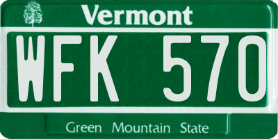 VT license plate WFK570