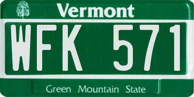 VT license plate WFK571