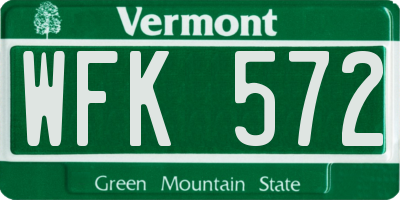 VT license plate WFK572