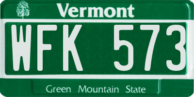 VT license plate WFK573