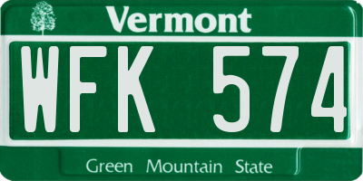 VT license plate WFK574