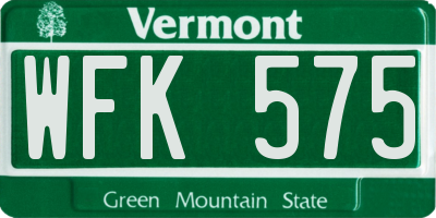 VT license plate WFK575